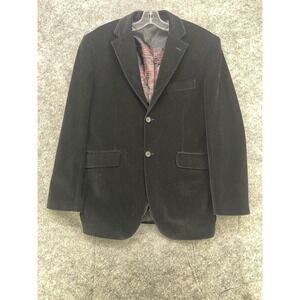 7 Diamonds Blazer Men Large Black Velvet Graphic Lining Sport Coat Jacket Goth